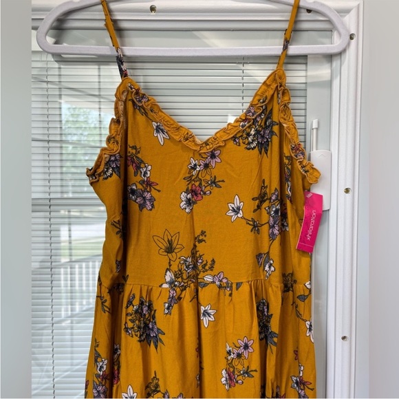 *NWT Mustard Yellow Floral Maxi Dress size Large Xhilaration; fall family photos - Picture 5 of 11